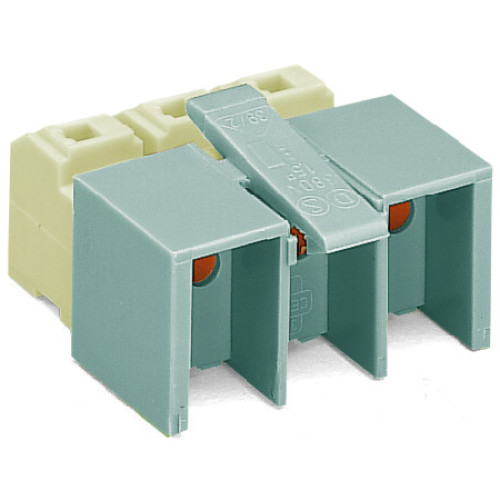 Power supply connector, without ground contact, without push-buttons, white/gray