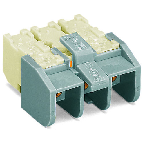 Power supply connector, without ground contact, without push-buttons, white/gray