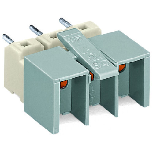 Power supply connector, without ground contact, without push-buttons, white/gray