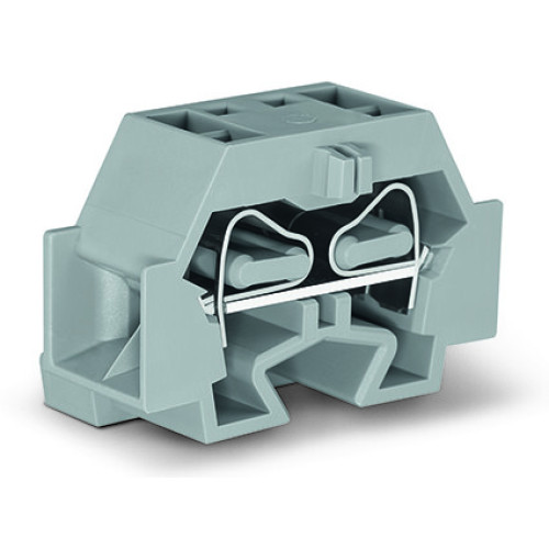 4-conductor terminal block, without push-buttons, with fixing flange, gray