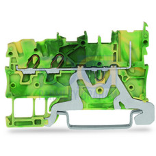 2-conductor/1-pin ground carrier terminal block, for DIN-rail 35 x 15 and 35 x 7.5, Push-in CAGE CLAMP&reg;, green-yellow