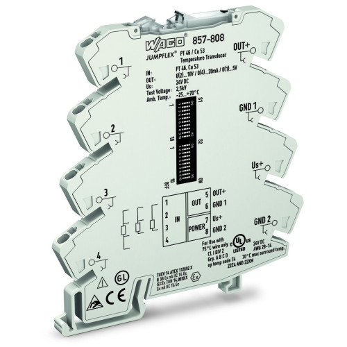 Temperature signal conditioner for RTD sensors, Current and voltage output signal, Supply voltage: 24 VDC