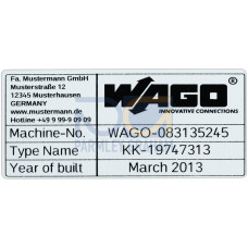 Type labels, 70 x 33 mm, silver-colored