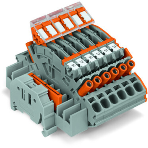 Compact terminal block, for 3-phase current transformer circuit, multi-colored