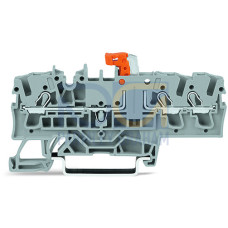 3-conductor disconnect/test terminal block, with test option, orange disconnect link, blue