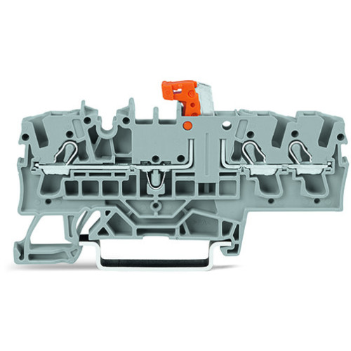 3-conductor disconnect/test terminal block, with test option, orange disconnect link, blue