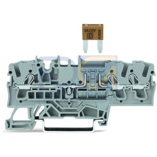 3-conductor fuse terminal block, for mini-automotive blade-style fuses, per DIN 7258-3f, ISO 8820-3, gray