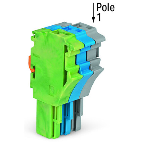 1-conductor female connector, Push-in CAGE CLAMP&reg;, 4 mm&sup2;, green-yellow/blue/gray