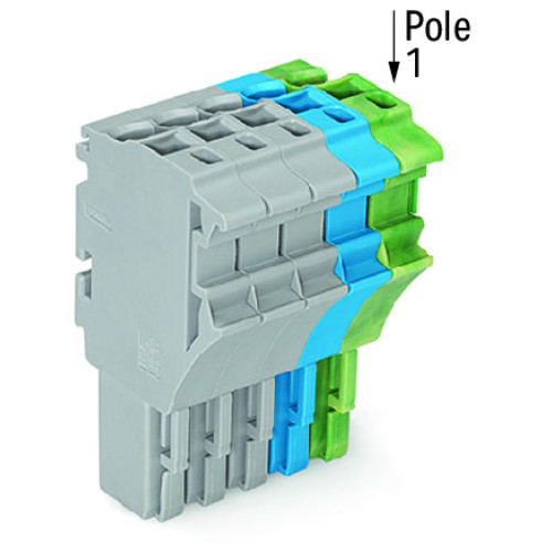 1-conductor female connector, Push-in CAGE CLAMP&reg;, 4 mm&sup2;, gray/blue/green-yellow