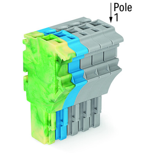 1-conductor female connector, Push-in CAGE CLAMP&reg;, 4 mm&sup2;, green-yellow/blue/gray