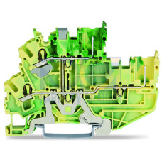 2-conductor/2-pin, double-deck carrier terminal block, 2-conductor/2-pin ground terminal block, 2.5 mm&sup2;, green-yellow