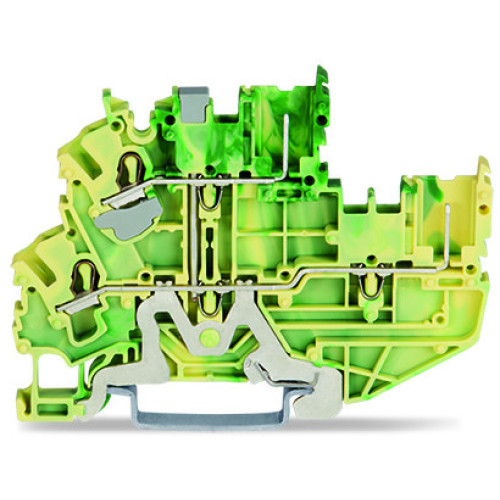 2-conductor/2-pin, double-deck carrier terminal block, 2-conductor/2-pin ground terminal block, 2.5 mm&sup2;, green-yellow