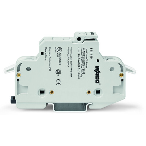 2-conductor fuse holder&nbsp;&nbsp;&nbsp;, for Class CC cylindrical fuses, 1-pole, light gray