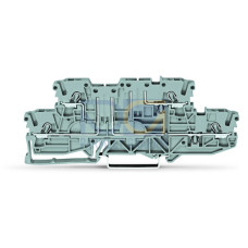 Double-deck, double-disconnect terminal block, L/L, for DIN-rail 35 x 15 and 35 x 7.5, gray