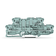 Double-deck, double-disconnect terminal block, L/L, for DIN-rail 35 x 15 and 35 x 7.5, gray