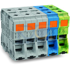 Three phase set, with 185/120 mm&sup2; high-current tbs, only for DIN 35 x 15 rail, gray/blue/green-yellow