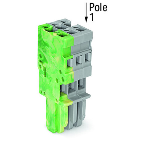 1-conductor female connector, CAGE CLAMP&reg;, 4 mm&sup2;, gray/green-yellow