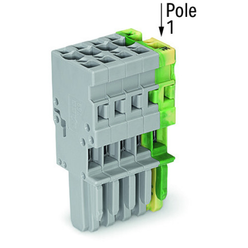 1-conductor female connector, CAGE CLAMP&reg;, 4 mm&sup2;, green-yellow/gray