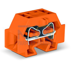 Space-saving, 4-conductor end terminal block, without push-buttons, without protruding snap-in mounting foot, orange