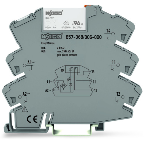 Socket with miniature switching relay 230 VAC 16 mA Relay with 1 changeover contact (1u) with integrated base load module