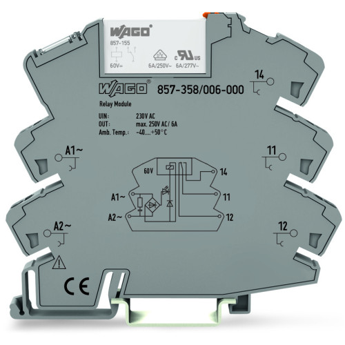 Socket with miniature switching relay 230 VAC 16 mA Relay with 1 changeover contact (1u) with integrated base load module