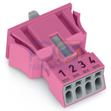 Snap-in socket, 4-pole, Cod. B, pink