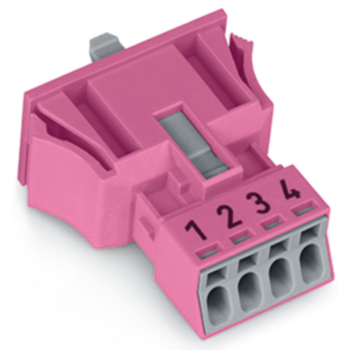 Snap-in socket, 4-pole, Cod. B, pink