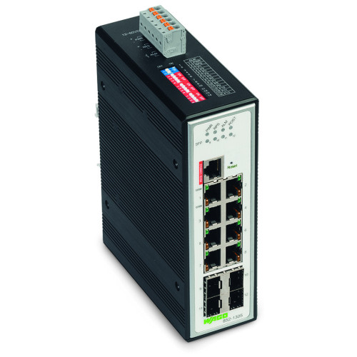 Industrial Managed Switch, 8 Ports 1000Base-T, 4-Slot 1000BASE-SX/LX, black metallic