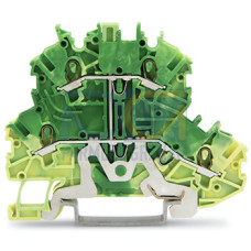 Double-deck terminal block, 4-conductor ground terminal block, 1 mm&sup2;, green-yellow