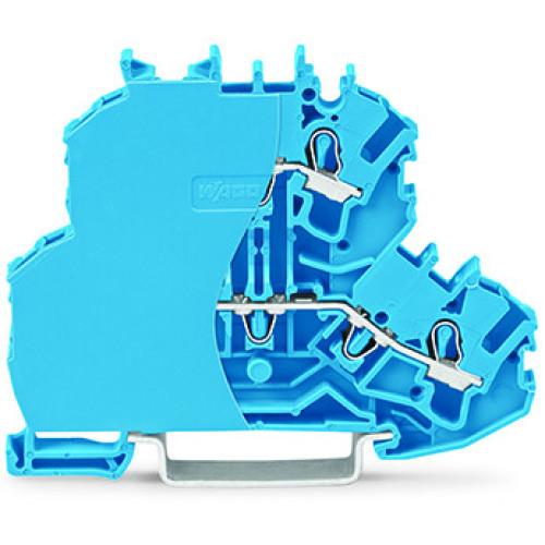 Double-deck terminal block, Through/through terminal block, with end plate, blue