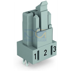 Socket for PCBs, straight, 3-pole, gray
