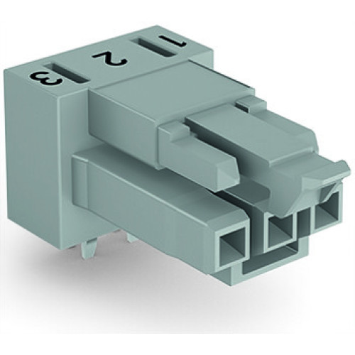 Socket for PCBs, angled, 3-pole, gray