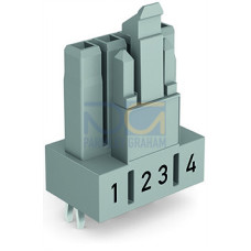 Socket for PCBs, straight, 4-pole, gray