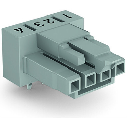 Socket for PCBs, angled, 4-pole, gray