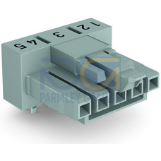 Socket for PCBs, angled, 5-pole, gray