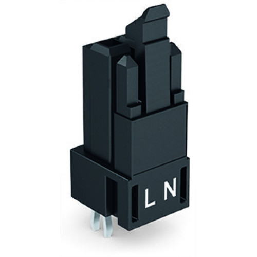 Socket for PCBs, straight, 2-pole, black