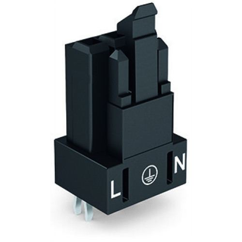 Socket for PCBs, straight, 3-pole, black