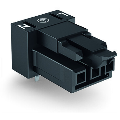 Socket for PCBs, angled, 3-pole, black