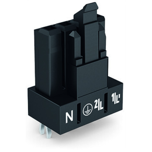 Socket for PCBs, straight, 4-pole, black