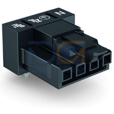 Socket for PCBs, angled, 4-pole, black