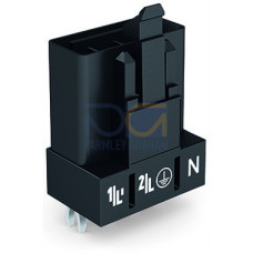 Plug for PCBs, straight, 4-pole, black