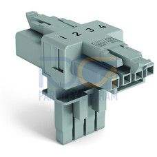 T-distribution connector, 4-pole, Cod. B, gray