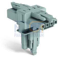 T-distribution connector, 4-pole, Cod. B, gray