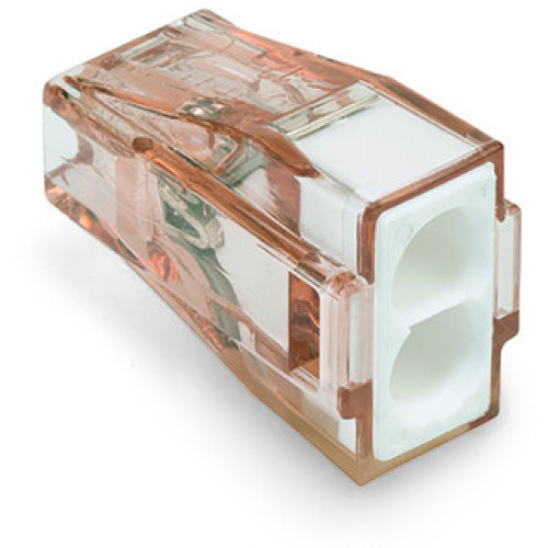 PUSH WIRE connectors for junction boxes for solid conductors up to 4 mm 2-conductor terminal block Brown clear housing white cover