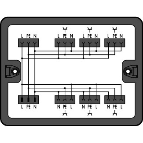 Distribution box, Single-phase current (230 V), 1 input, black