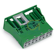 Snap-in socket, 4-pole, Cod. Q, green
