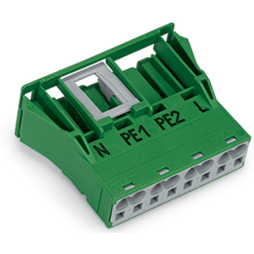 Snap-in socket, 4-pole, Cod. Q, green
