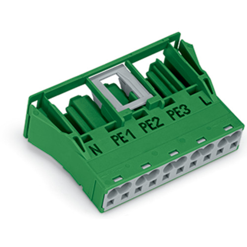 Snap-in socket, 5-pole, Cod. Q, green