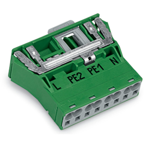 Snap-in plug, with direct ground contact, 4-pole, green