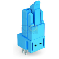 Socket for PCBs, straight, 2-pole, blue